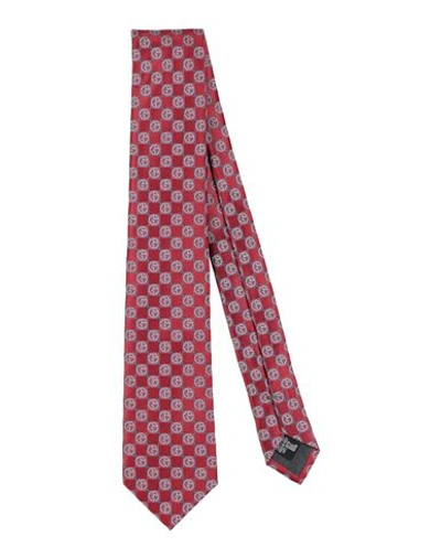 Shop Giorgio Armani Man Ties & Bow Ties Brick Red Size - Silk