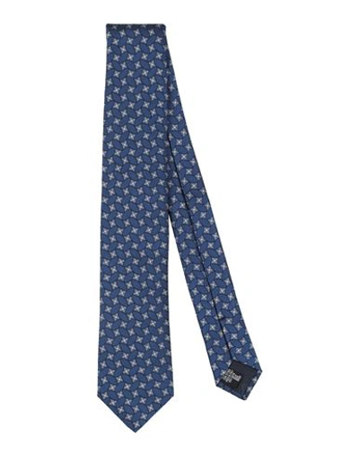 Shop Giorgio Armani Man Ties & Bow Ties Midnight Blue Size - Silk