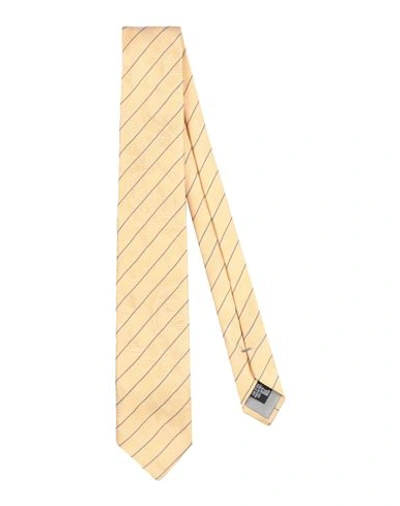 Shop Giorgio Armani Man Ties & Bow Ties Ocher Size - Silk In Yellow
