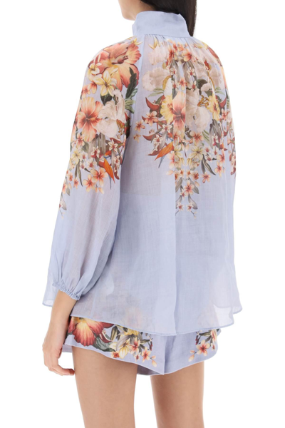Shop Zimmermann Lexi Billow Shirt With Floral Motif