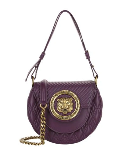 Shop Just Cavalli Icon Leather Shoulder Bag Woman Shoulder Bag Purple Size - Polyester
