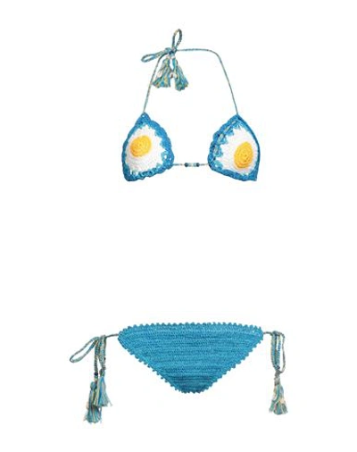 Shop Alanui Woman Bikini Azure Size L Cotton In Blue