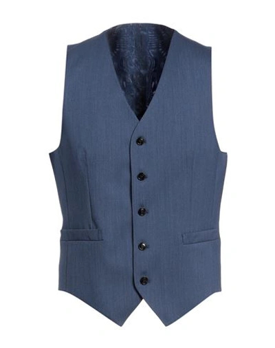 Shop Tiger Of Sweden Man Tailored Vest Slate Blue Size 44 Wool, Elastane