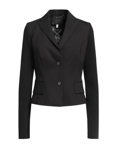 Richmond X Woman Blazer Black Size 6 Virgin Wool, Elastane In Black