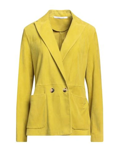 Shop La Reveuse La Rêveuse Woman Blazer Light Yellow Size 8 Leather