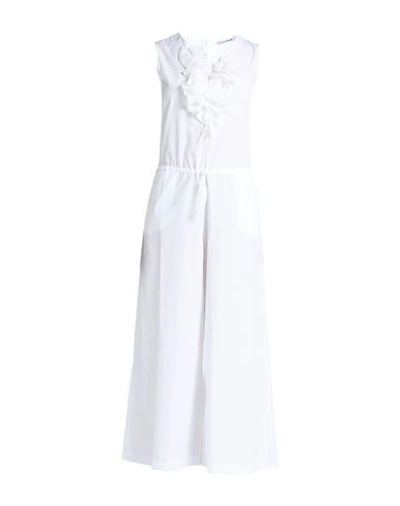 Shop European Culture Woman Jumpsuit White Size Xxl Cotton, Silk