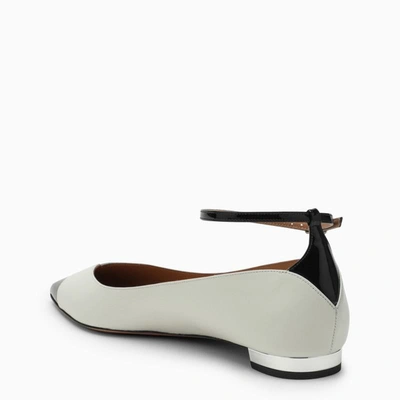 Aquazzura Pinot Bicolor Ankle-strap Ballerina Flats In White Black