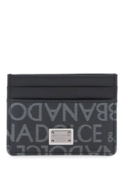 Shop Dolce & Gabbana Coated Jacquard Cardholder In Black