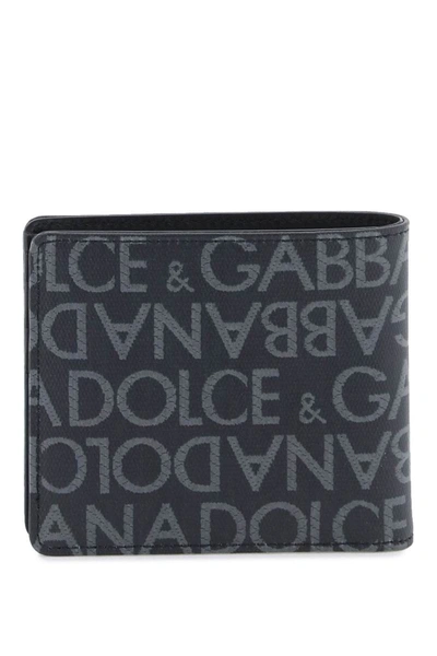 Shop Dolce & Gabbana Jacquard Logo Wallet In Grey