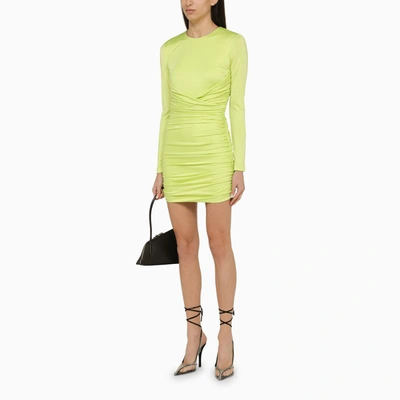 Shop Dsquared2 Short Lime Dress With Draping In Yellow