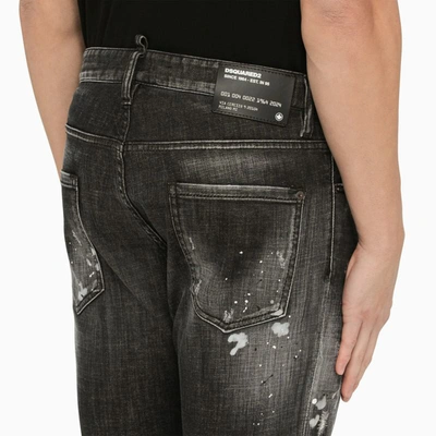 Shop Dsquared2 Washed Denim Regular Jeans With Wear In Black