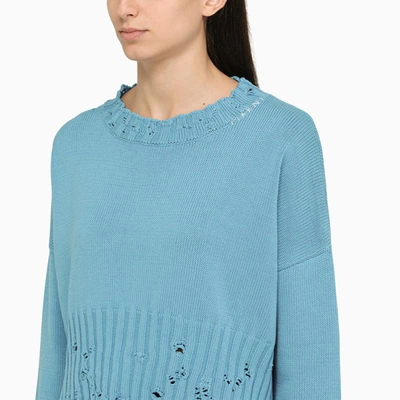 Shop Marni Jersey With Wear Details In Blue