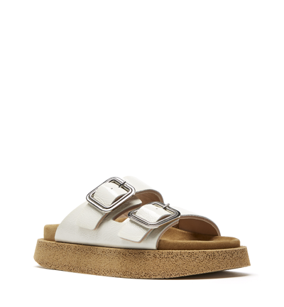 Shop La Canadienne Buffalo Patent Leather Sandal In Off White