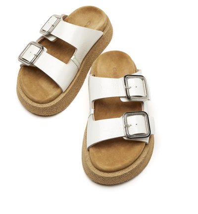 Shop La Canadienne Buffalo Patent Leather Sandal In Off White