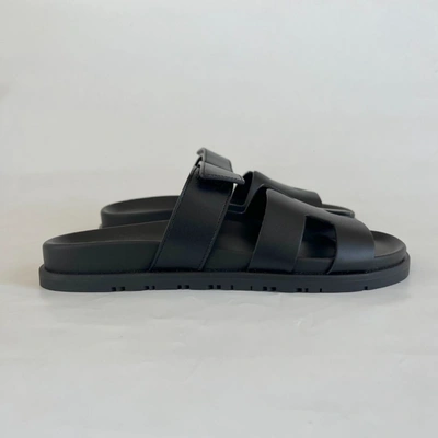 Pre-owned Hermes Hermès Black Chypre Sandals For Men, 44