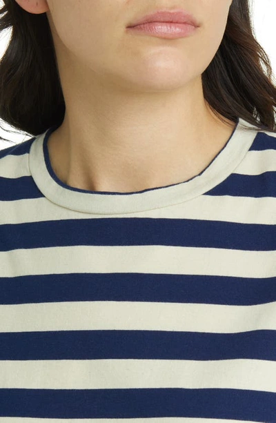 Shop The Great The Little Stripe T-shirt In Navy And Cream Scholar Stripe