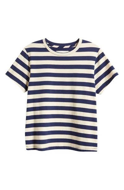 Shop The Great The Little Stripe T-shirt In Navy And Cream Scholar Stripe