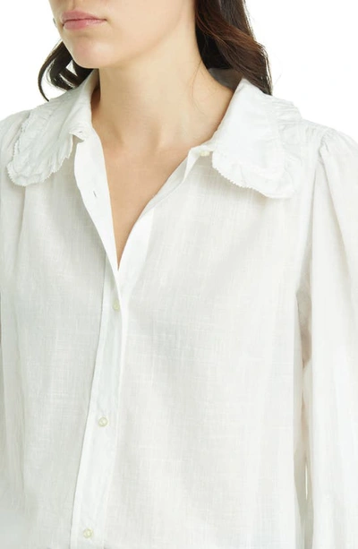 Shop The Great The Hemmingway Ruffle Cotton Shirt In White