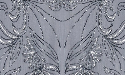 Adrianna Papell Petite Blouse Sequin Gown In Dusty Blue