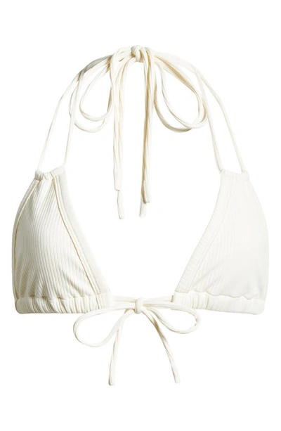 Shop Montce Euro Bow Bikini Top In Cream Rib