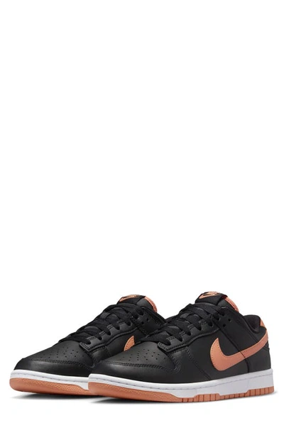 Shop Nike Dunk Low Retro Basketball Shoe In Black/ Amber Brown/ White