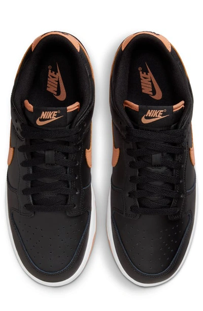 Shop Nike Dunk Low Retro Basketball Shoe In Black/ Amber Brown/ White