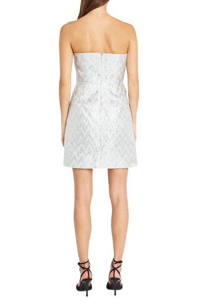 Shop Donna Morgan For Maggy Metallic Strapless Minidress In Frost Blue