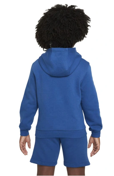 Shop Nike Kids' Sportswear Club Embroidered Fleece Hoodie In Court Blue/ Light Armory Blue