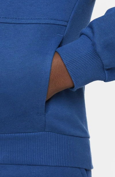 Shop Nike Kids' Sportswear Club Embroidered Fleece Hoodie In Court Blue/ Light Armory Blue