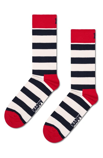 Shop Happy Socks Classic Big Dot & Stripes Assorted 2-pack Cotton Blend Crew Socks In Navy