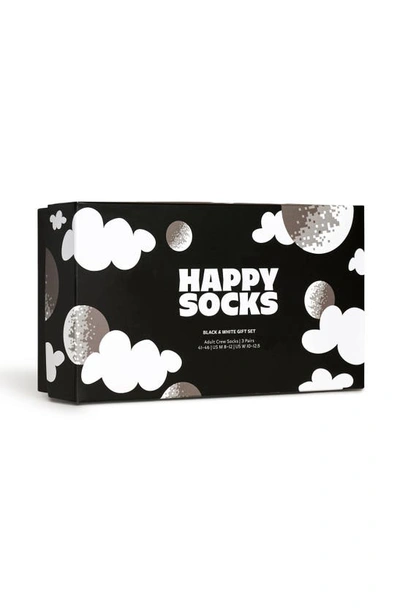 Happy Socks Monochrome Crew Sock Gift Set - 3 Pk. In Black