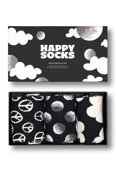 Shop Happy Socks Assorted 3-pack Black & White Crew Socks Gift Box