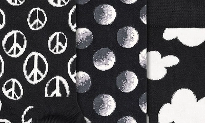 Happy Socks Monochrome Crew Sock Gift Set - 3 Pk. In Black