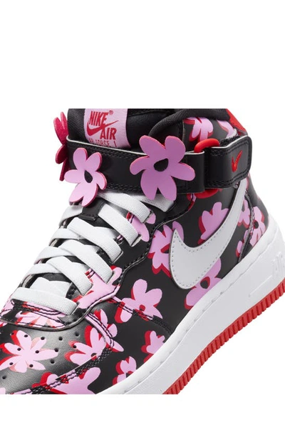 Shop Nike Kids' Air Force 1 Mid Easyon Se Sneaker In Black/ Pink Rise/ Red/ White