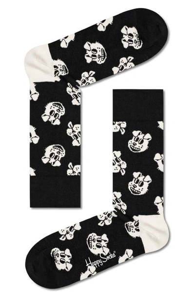 Shop Happy Socks Pets Print Assorted 2-pack Cotton Blend Crew Socks Gift Set In Black