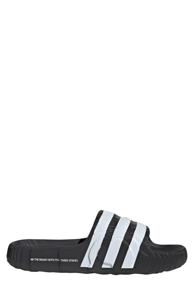 Shop Adidas Originals Adilette 22 Slide Sandal In Black/ Black/ White
