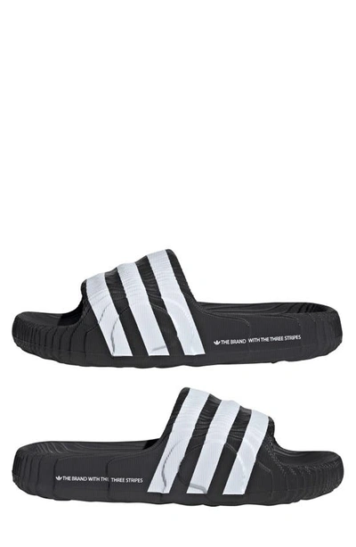 Shop Adidas Originals Adilette 22 Slide Sandal In Black/ Black/ White