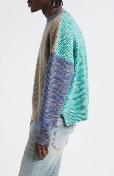 Shop Waste Yarn Project Tania Colorblock Crewneck Sweater In Beige Multi