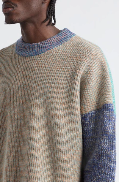 Shop Waste Yarn Project Tania Colorblock Crewneck Sweater In Beige Multi