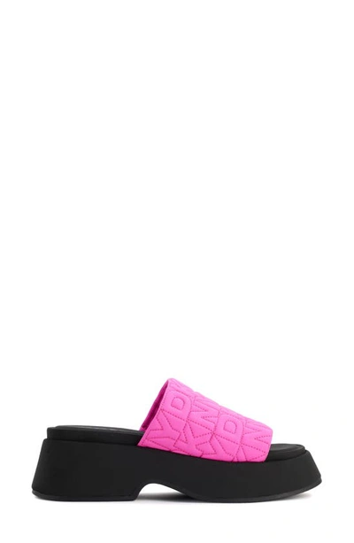 Dkny Logo Quilt Platform Sandal In Shckng Pnk