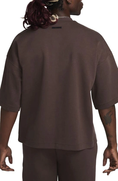 Shop Nike Short Sleeve Tech Fleece Sweatshirt In Baroque Brown
