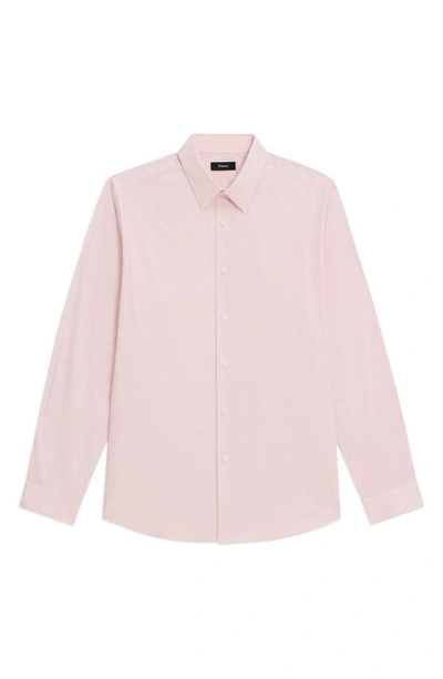 Shop Theory Irving Poplin Button-up Shirt In White/ Pale Pink
