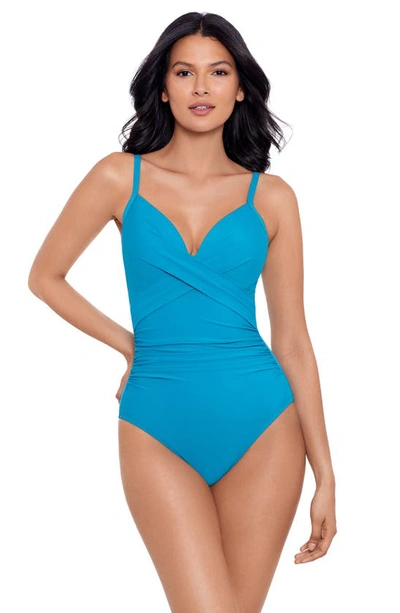 Shop Miraclesuit Captivate Rock Solid Strappy One-piece Swimsuit In Maldives Blue