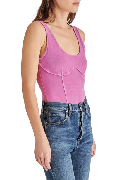 Shop Steve Madden Lailah Stretch Cotton Bodysuit In Magenta Purple