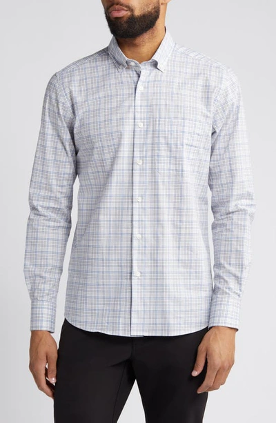 Shop Scott Barber Plaid Organic Cotton Button-down Shirt In Slate