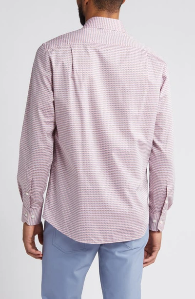 Shop Scott Barber Dobby Micro Pattern Button-up Shirt In Coral