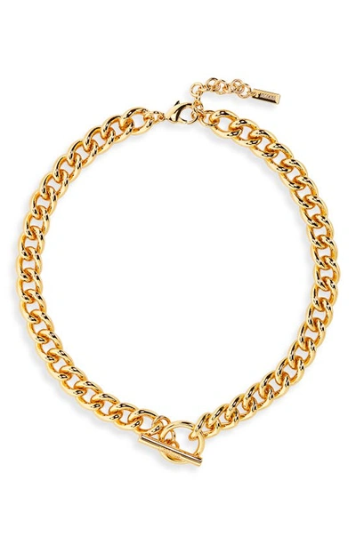 Shop Moschino Curb Chain Toggle Necklace In Shiny Gold