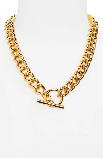Shop Moschino Curb Chain Toggle Necklace In Shiny Gold