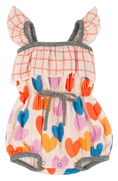 Miki Miette Willa Ruffle Cotton Bubble Romper In Pink