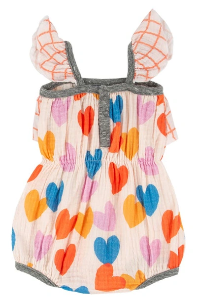 Miki Miette Willa Ruffle Cotton Bubble Romper In Pink